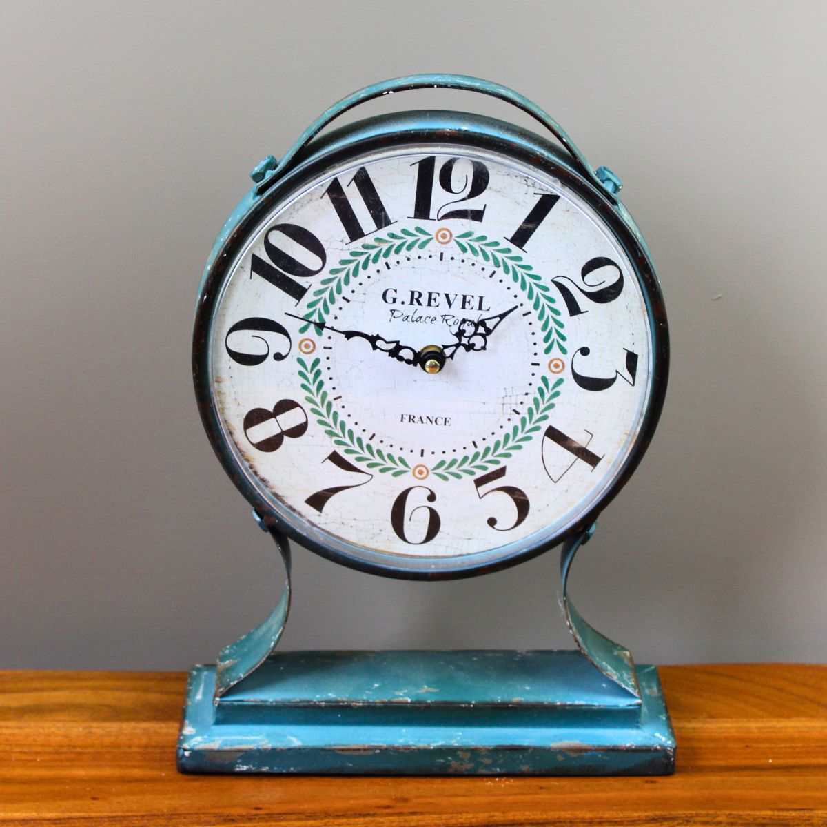Vintage tafelklok – G. Revel Palace Royal – blauw metaal