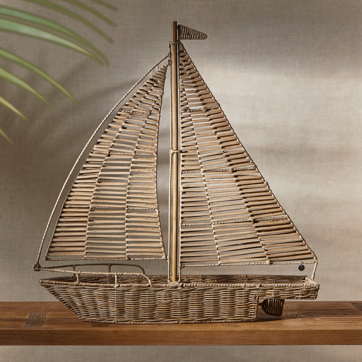 Rivièra Maison Boot Naturel - grote sculpture in rattan en ijzer