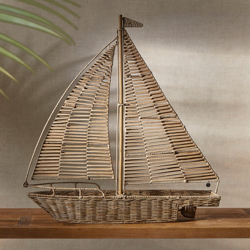 Rivièra Maison Boot Naturel - grote sculpture in rattan en ijzer