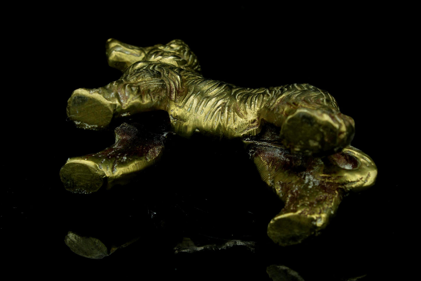 Vintage Messing Hundefigur - goldene Hundeskulptur 11,5 cm