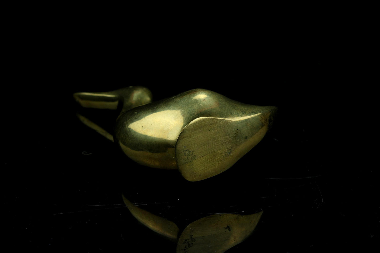 Vintage messing gans beeldje - kleine gouden vogel - 11,2 cm