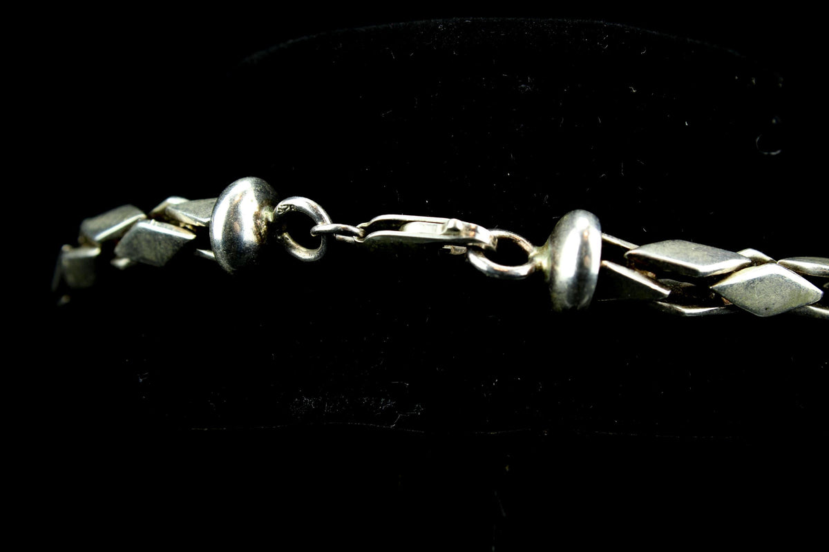 Vintage zilveren 925 halsketting - zilver met ruit-schakels / schakelontwerp - klassiek zilveren sieraad - 62 gr / 42 cm