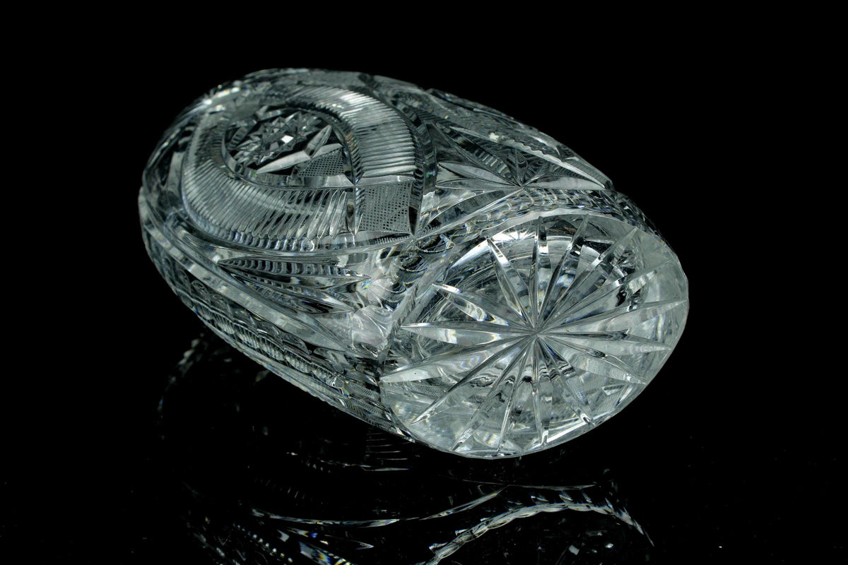 Geslepen Kristallen Vaas Brilliant Cut Sterrozet & Ovale Medaillons Zwaar Loodkristal 25 cm