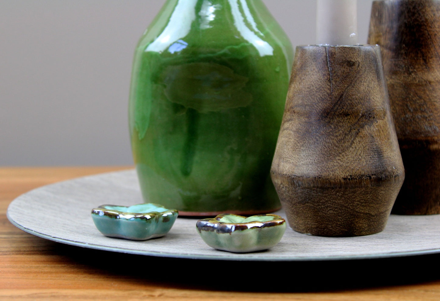 Tafel decoratie set Malaga: set in groen, hout en keramiek