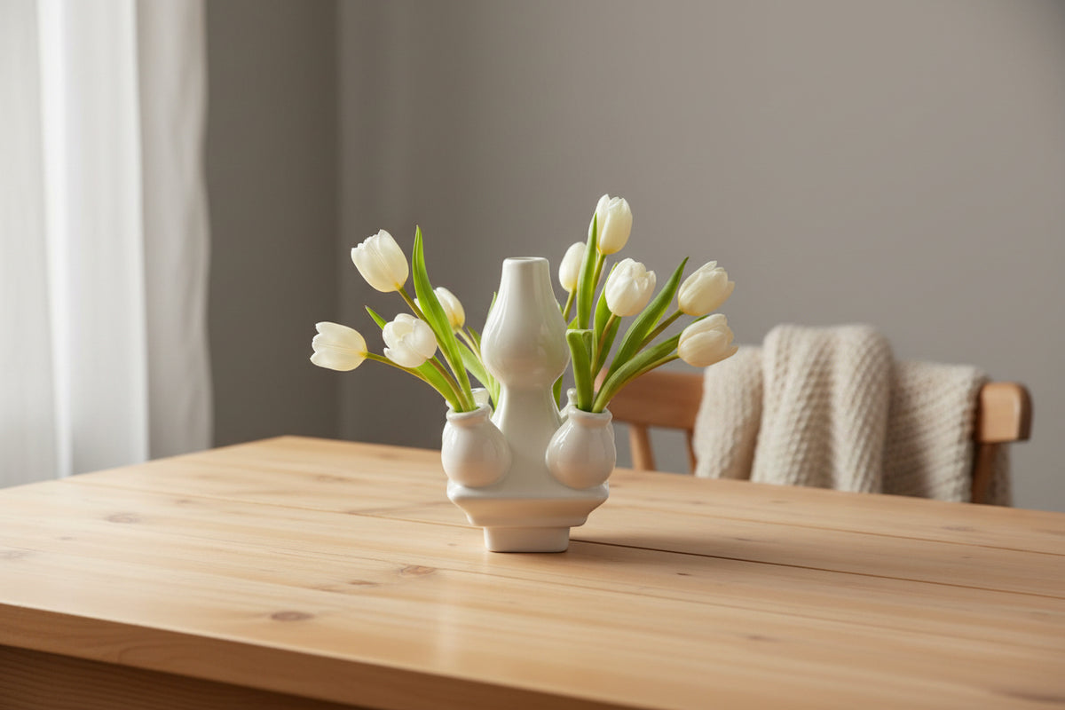 Apilar: witte tulpenvaas Heinen Delfts Blauw (15 cm)