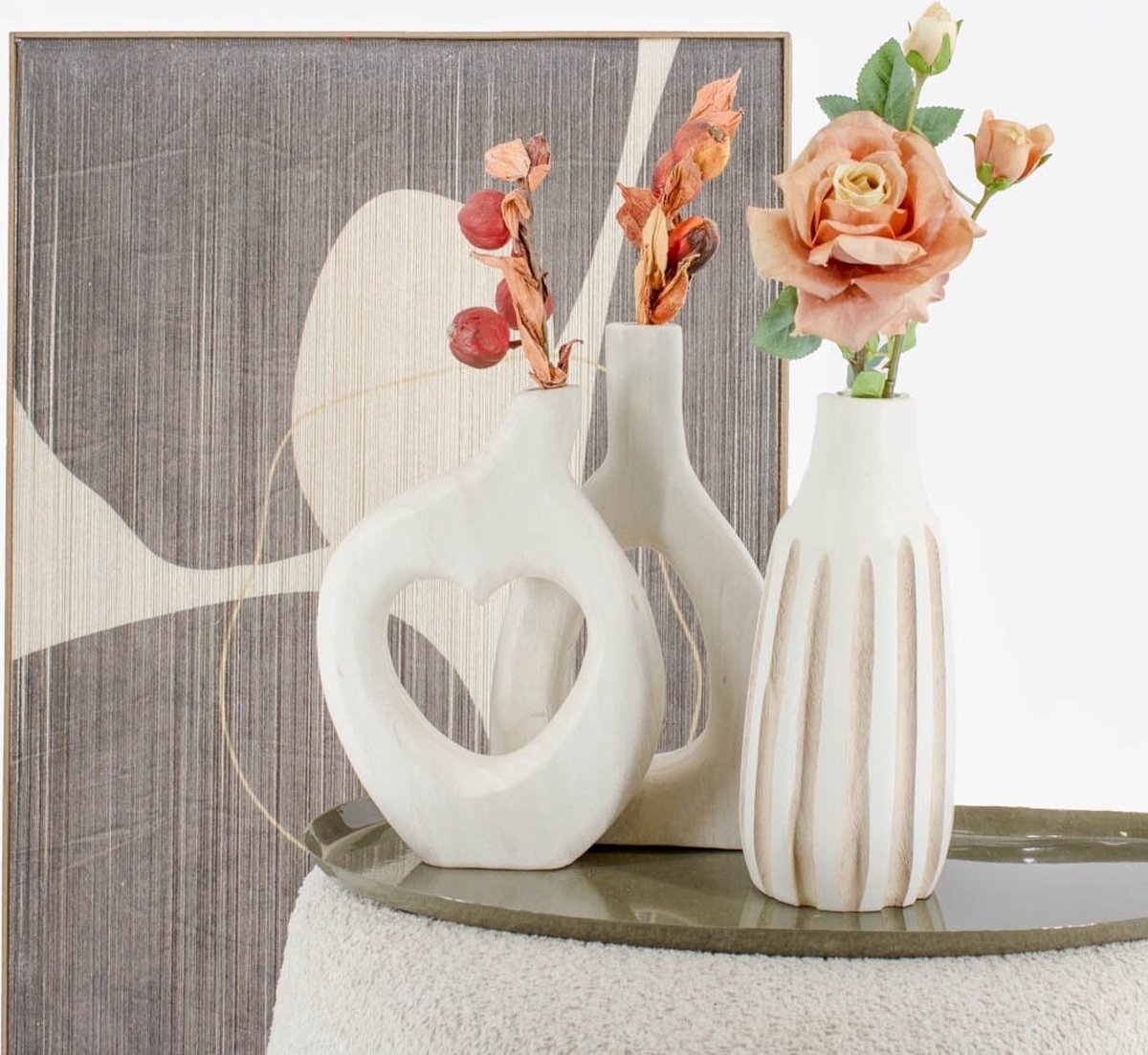 Donut: houten vaas wit