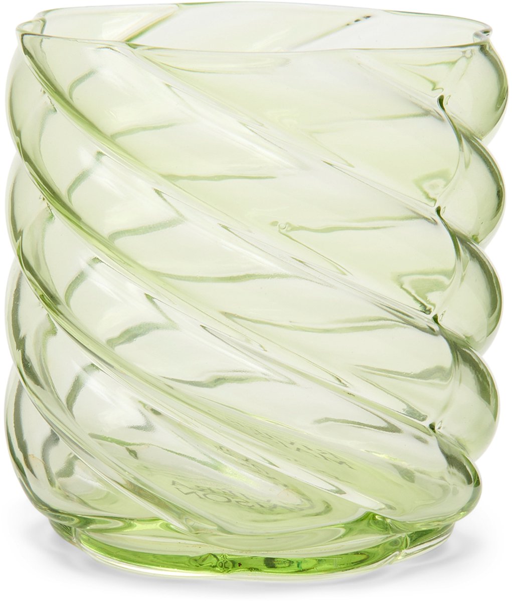 Riviera Maison theelichthouder gedraaid Groen - Swirl Kaarsenhouder - (ØxH) 8x8