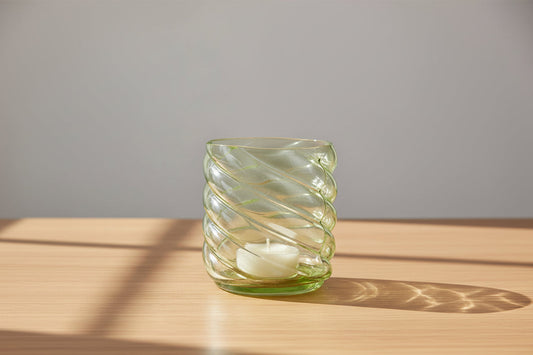 Riviera Maison theelichthouder gedraaid Groen - Swirl Kaarsenhouder - (ØxH) 8x8
