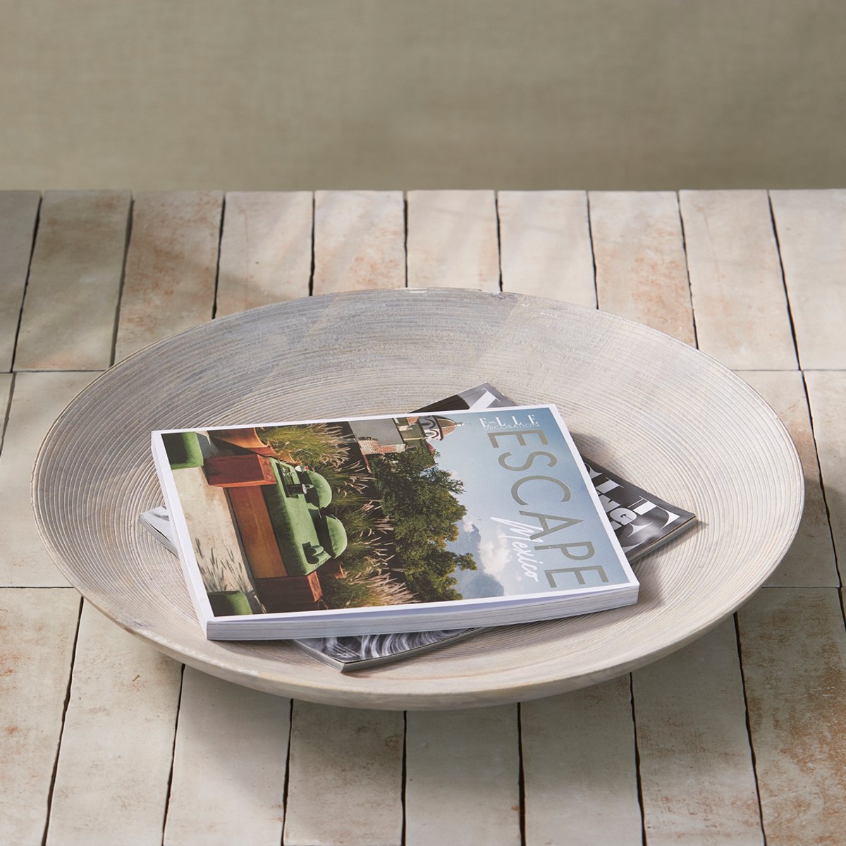 Rivièra Maison Bangli: serveerschaal rond Naturel L (ØxH) 50.5x7