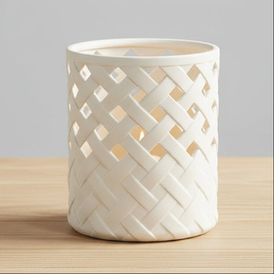 Rivièra Maison Danae windlicht wit geweven keramiek - 30 cm hoog