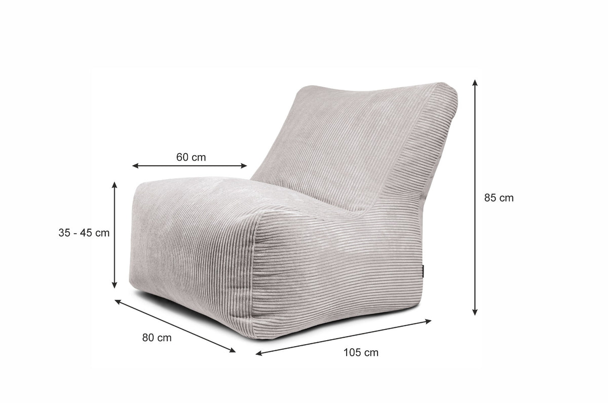 Nordura Seat zitzak wit/grijs rib 105 cm