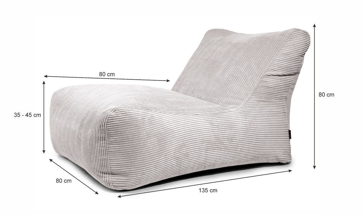Nordura Lounge zitzak rib wit/grijs 130 cm met vulling