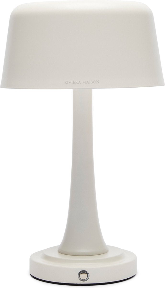 Rivièra Maison Bellagio witte LED tafellamp – oplaadbaar met lampenkap – 25,5 cm hoog
