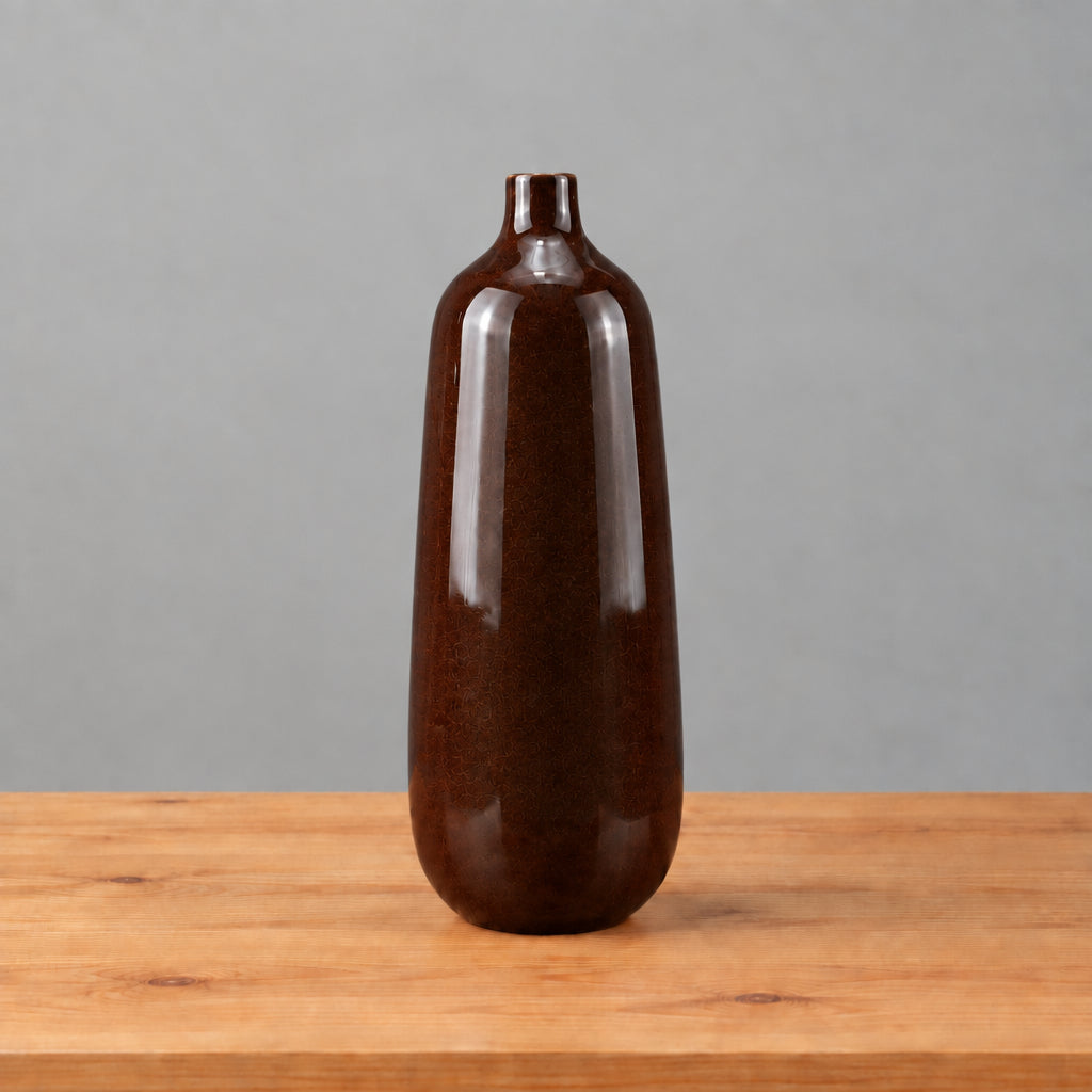 Bruine porseleinen vaas- 31,5 cm hoog