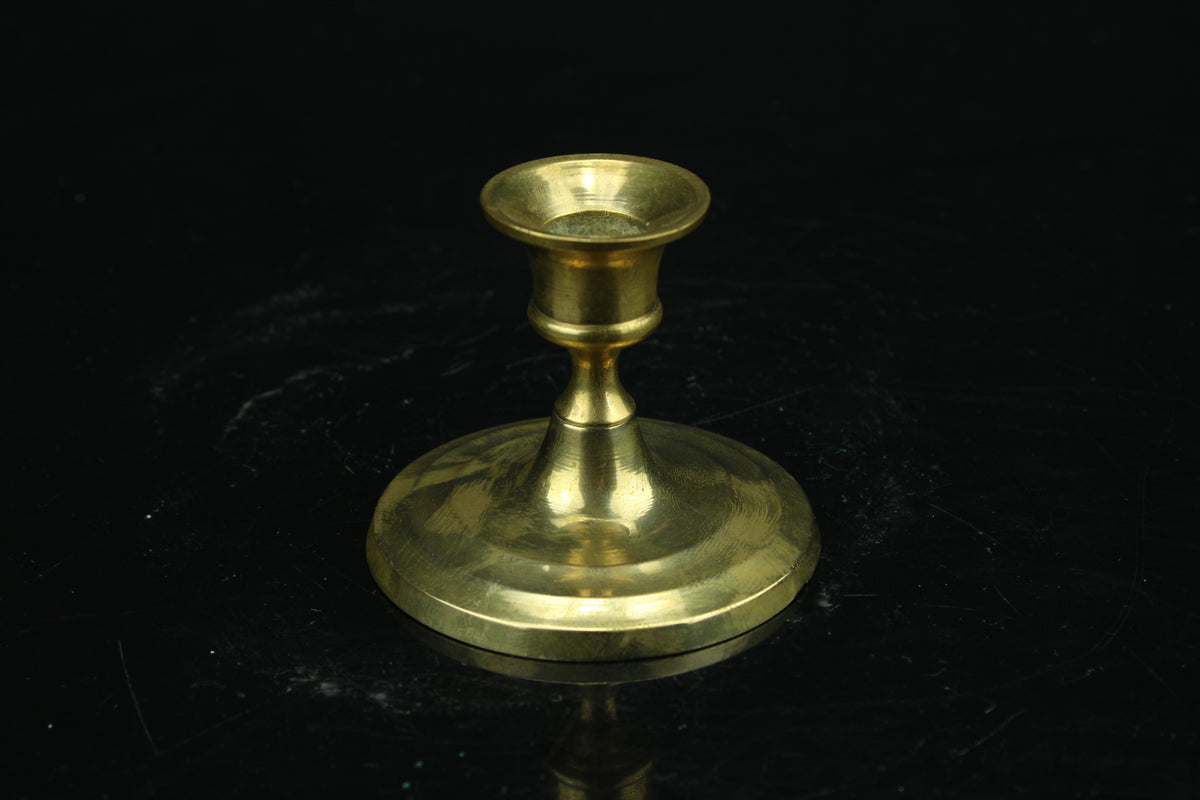 Kleine vintage messing kandelaar – klassiek brocante – 5 cm hoog