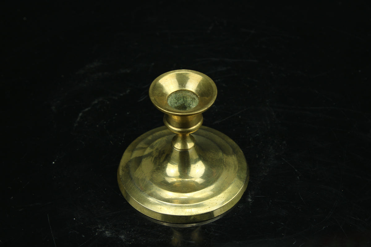 Kleine vintage messing kandelaar – klassiek brocante – 5 cm hoog