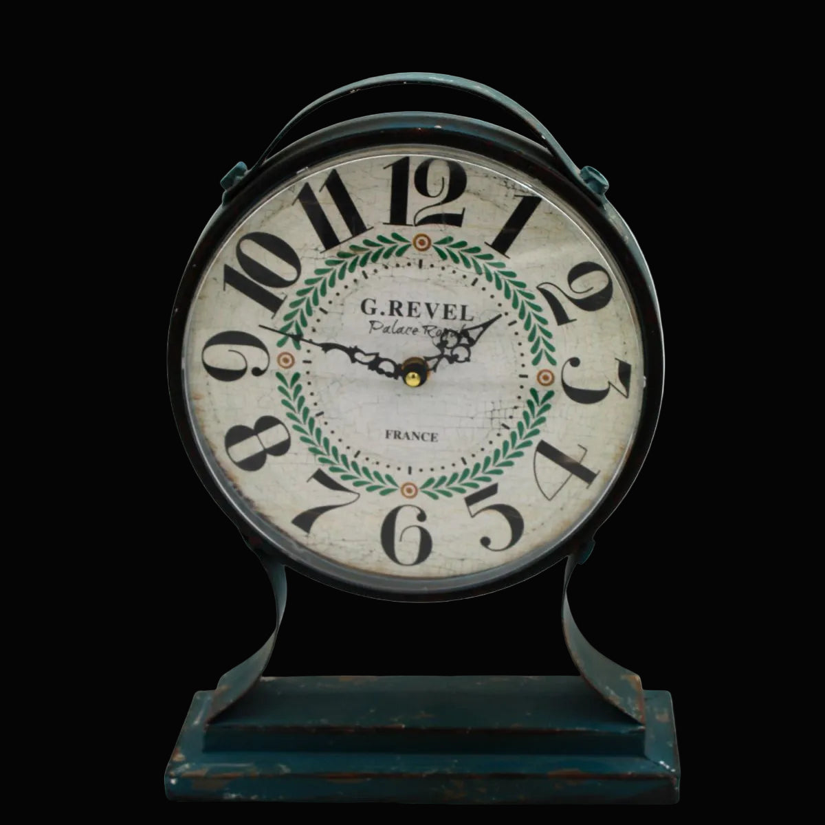 Vintage tafelklok – G. Revel Palace Royal – blauw metaal