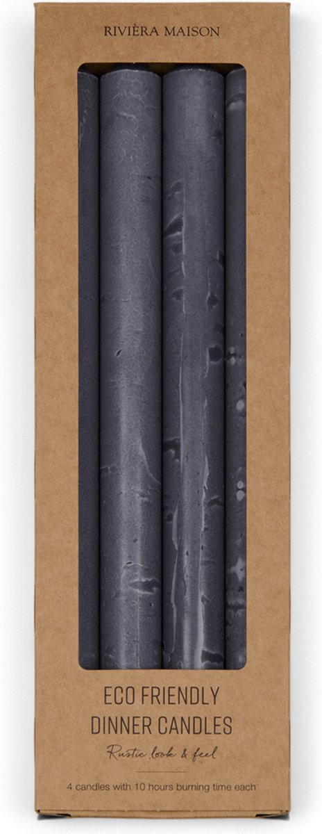 Rivièra Maison 4 dinerkaarsen donkerblauw ECO 28cm stearine