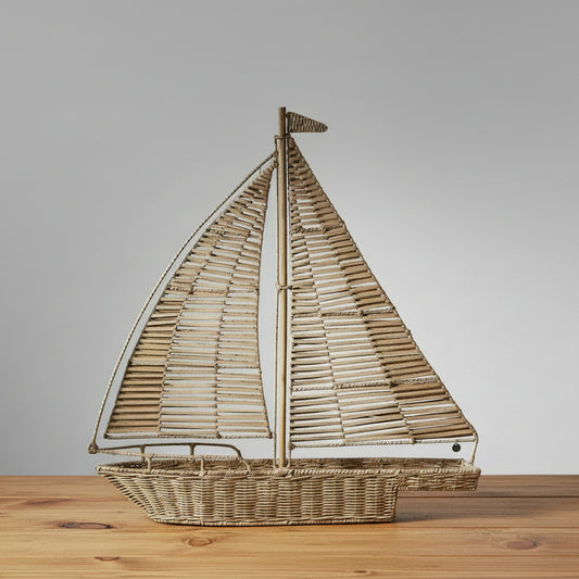 Rivièra Maison Boot Naturel - grote sculpture in rattan en ijzer