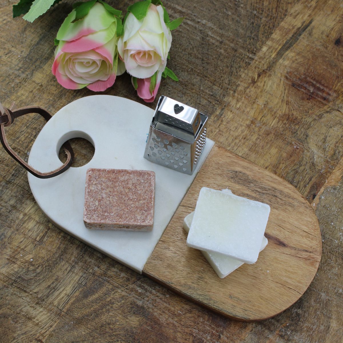 Cotton / Amber - geurblokjes / amberblokjes set met plateau, rasp