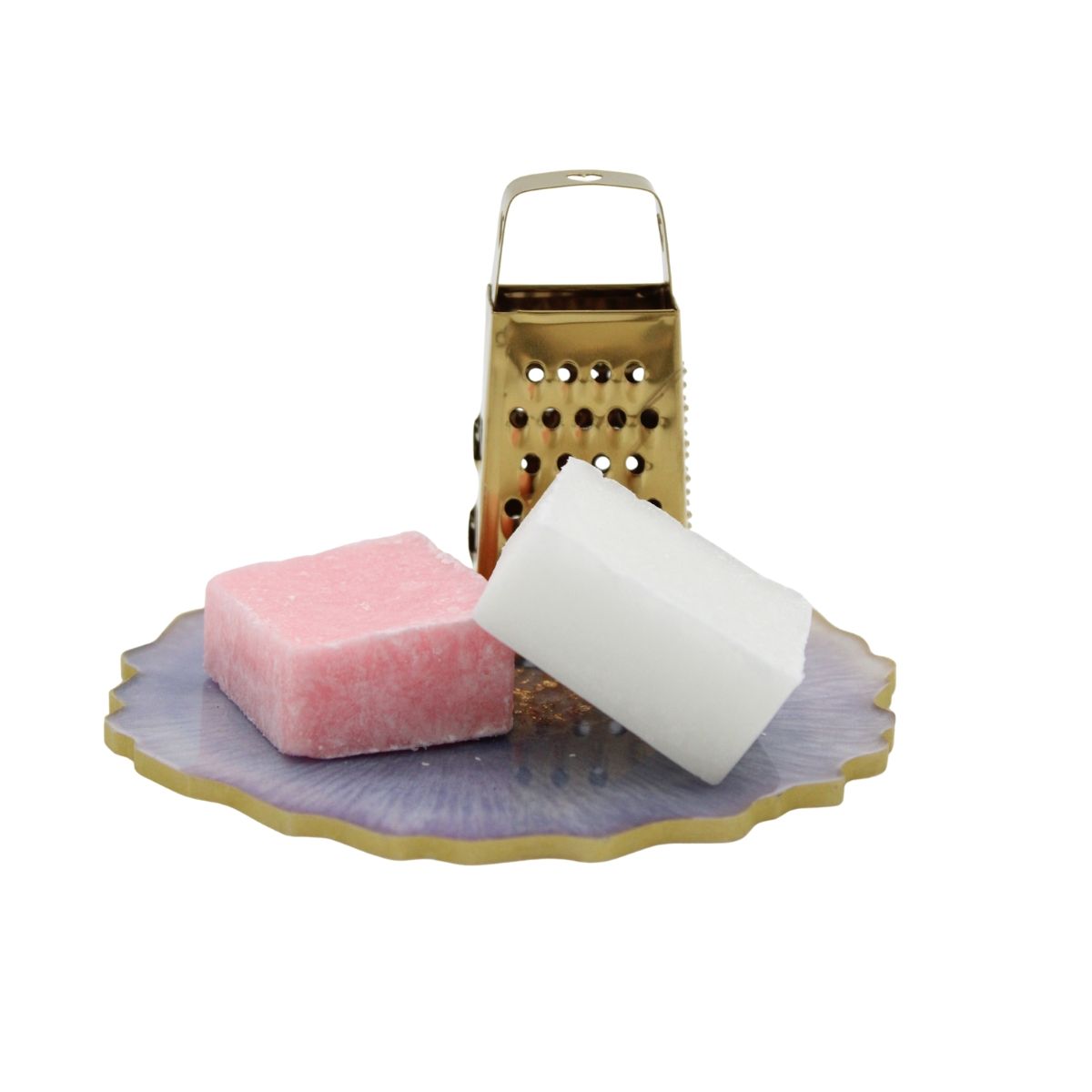 Cotton / Rose - geurblokjes / amberblokjes set met plateau, rasp