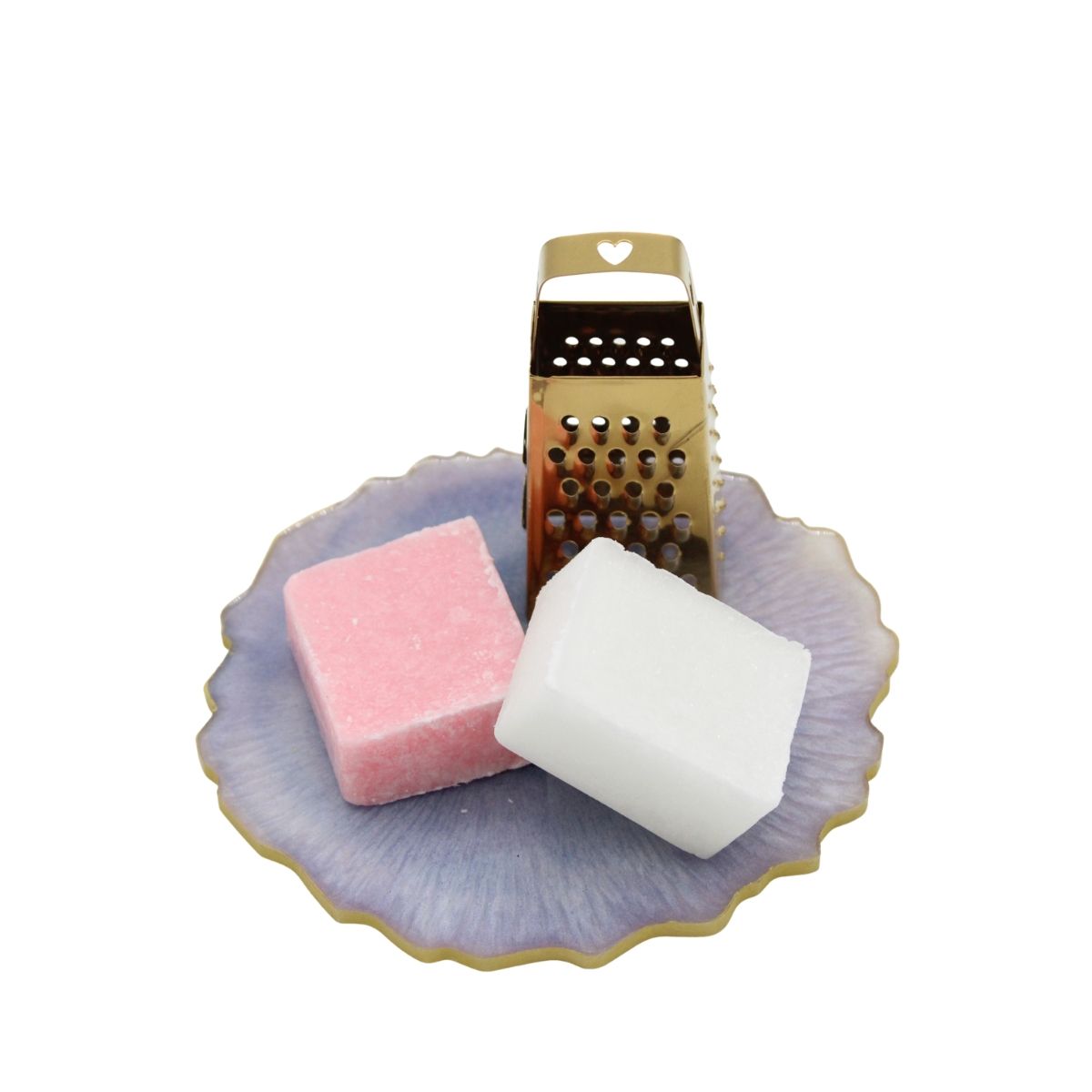 Cotton / Rose - geurblokjes / amberblokjes set met plateau, rasp