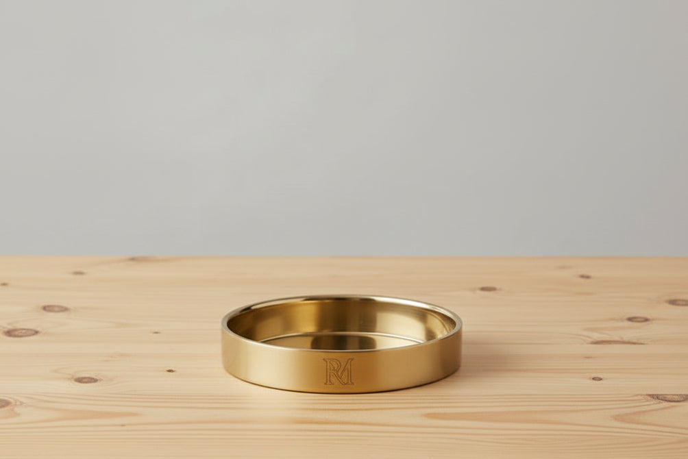 Rivièra Maison Maxime: kaarsenhouder goud rond aluminium L (ØxH) 13x2.5
