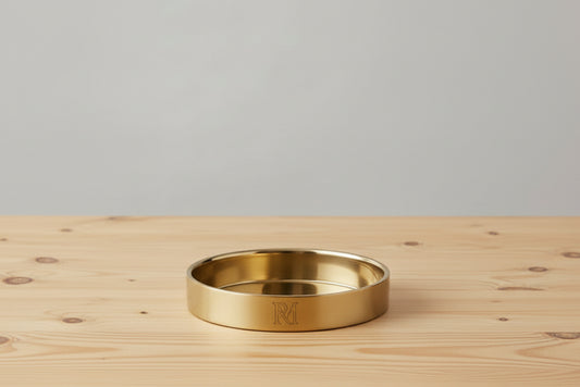 Rivièra Maison Maxime: kaarsenhouder goud rond aluminium L (ØxH) 13x2.5