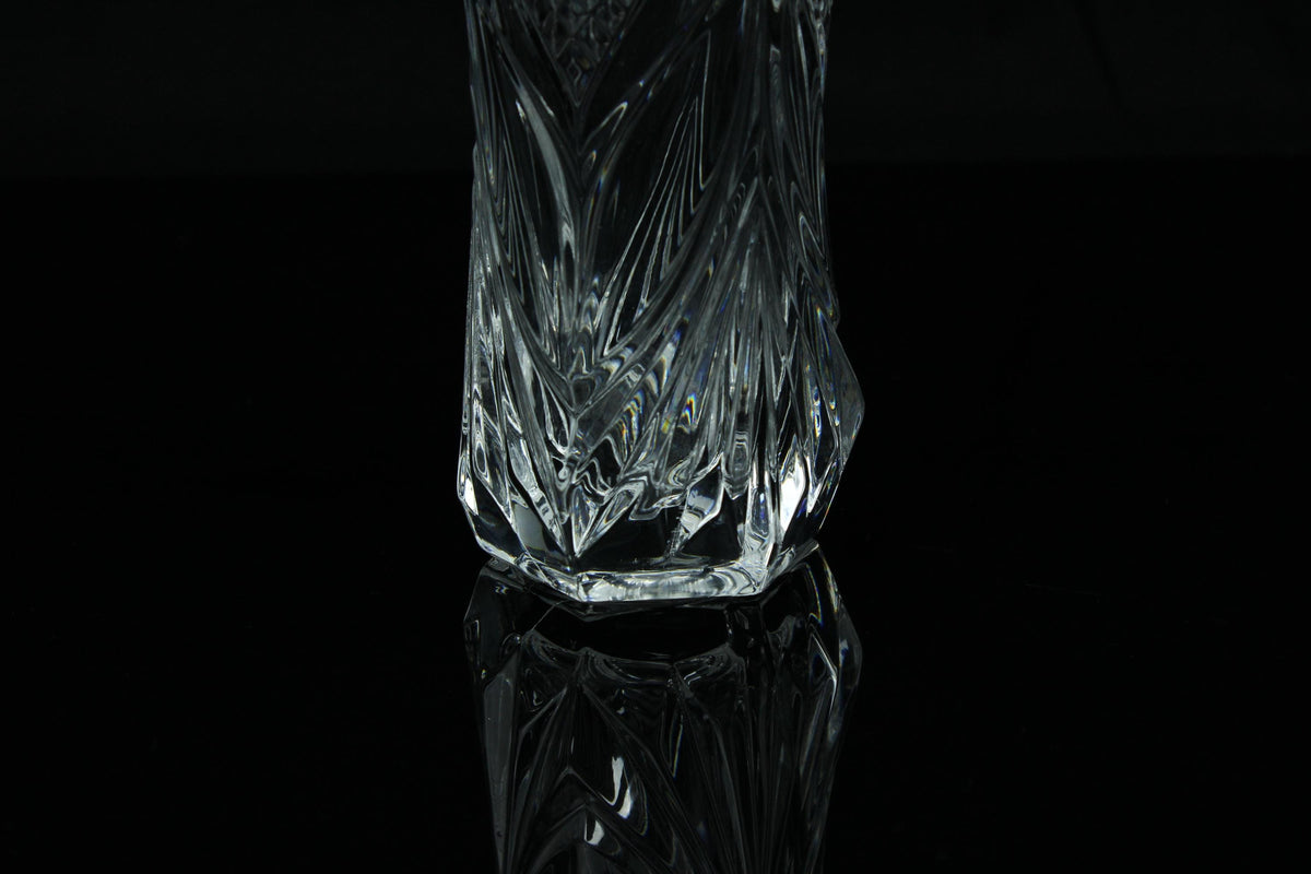 Vintage Boheems kristallen vaas | Handgeslepen Tsjechisch loodkristal | Mid century glazen vaas | ca. 1950 - 1970