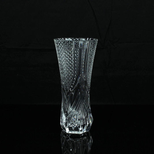 Vintage Boheems kristallen vaas | Handgeslepen Tsjechisch loodkristal | Mid century glazen vaas | ca. 1950 - 1970