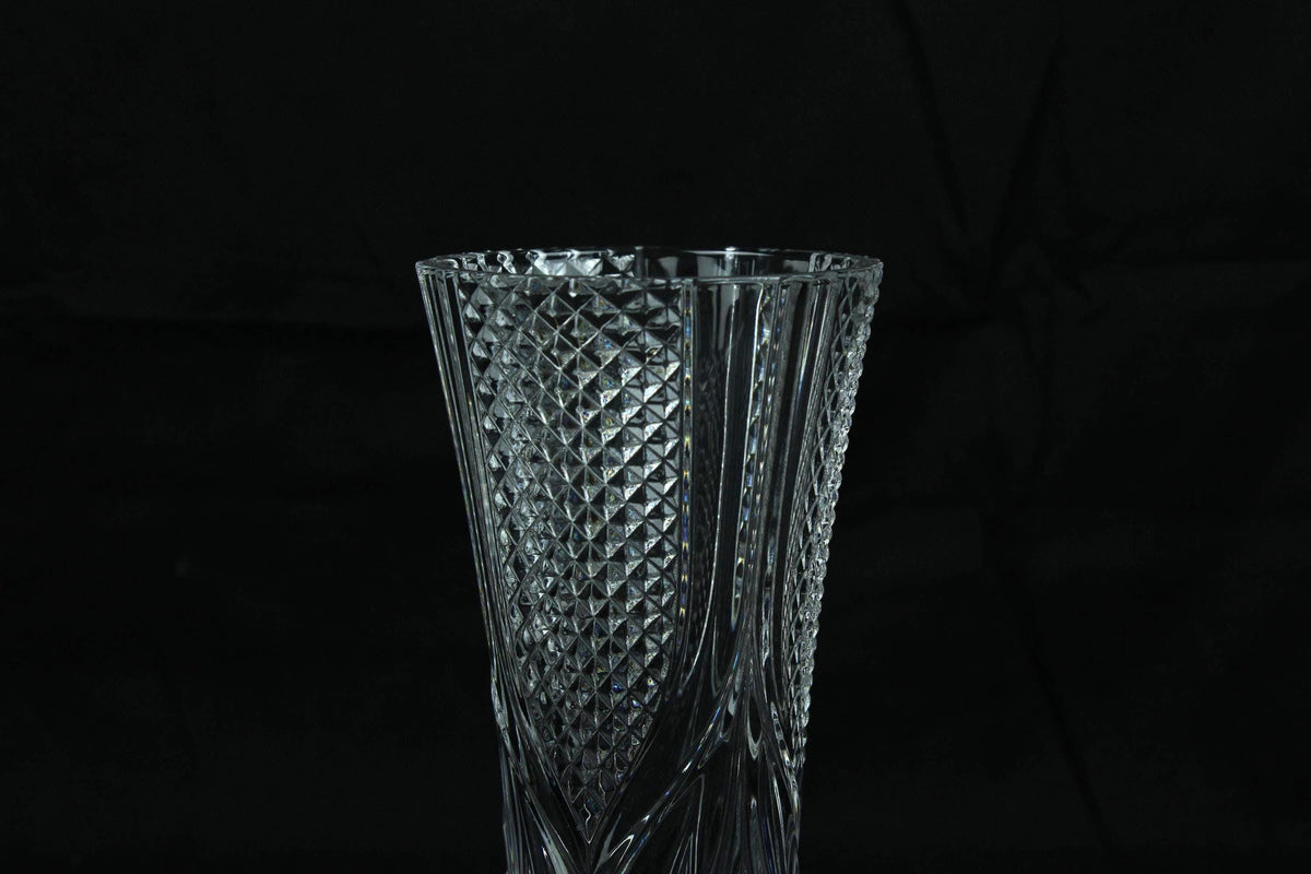 Vintage Boheems kristallen vaas | Handgeslepen Tsjechisch loodkristal | Mid century glazen vaas | ca. 1950 - 1970
