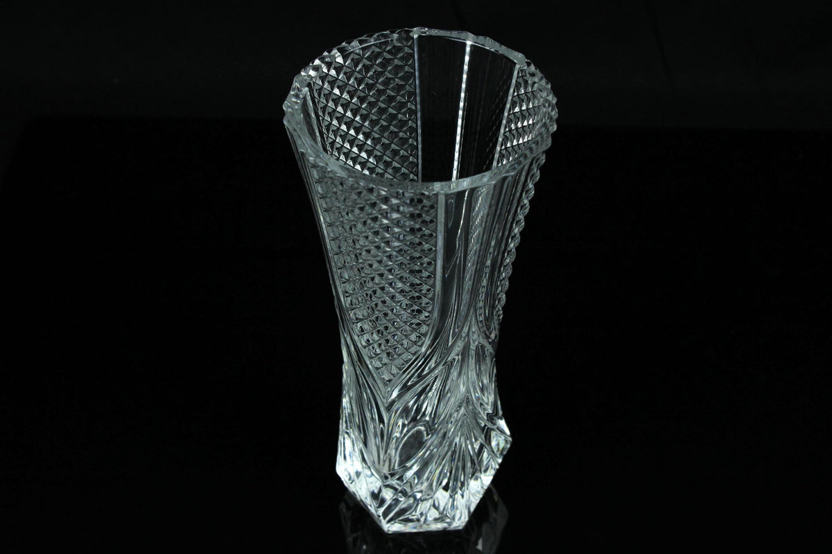 Vintage Boheems kristallen vaas | Handgeslepen Tsjechisch loodkristal | Mid century glazen vaas | ca. 1950 - 1970