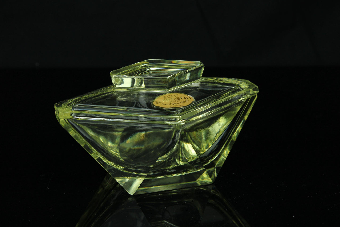 Vintage Bleikristall kristallen schaaltje met deksel Duits loodkristal handgeslepen glasdesign 12 cm
