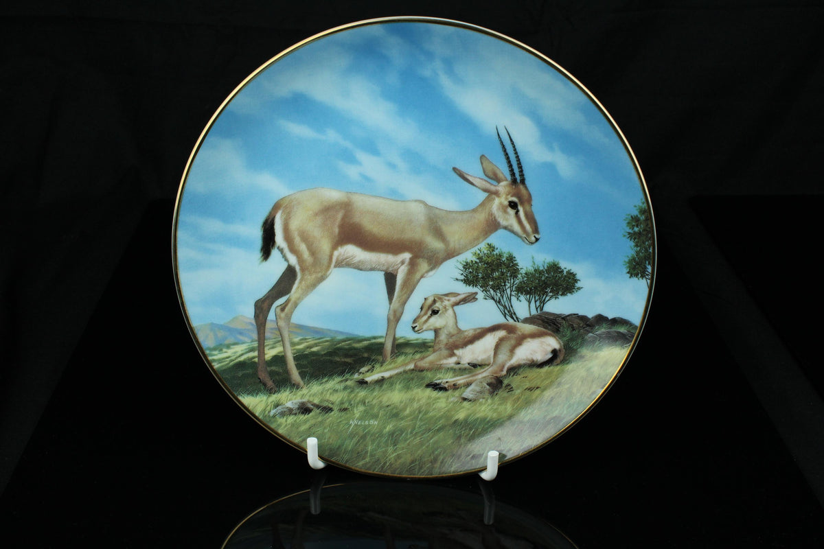 Vintage Franklin Porcelain bord Antilope met kalf  Last of Their Kind  Afrika  1990  21 cm
