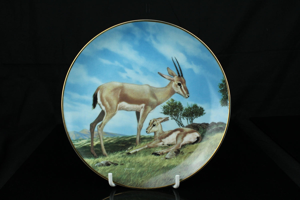Vintage Franklin Porcelain bord Antilope met kalf  Last of Their Kind  Afrika  1990  21 cm