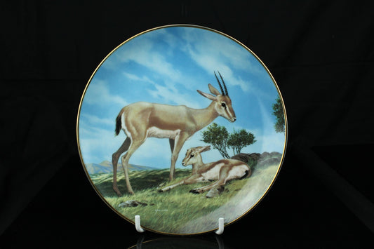 Vintage Franklin Porcelain Teller Antilope mit Kalb „Last of Their Kind“ Afrika 1990 21 cm