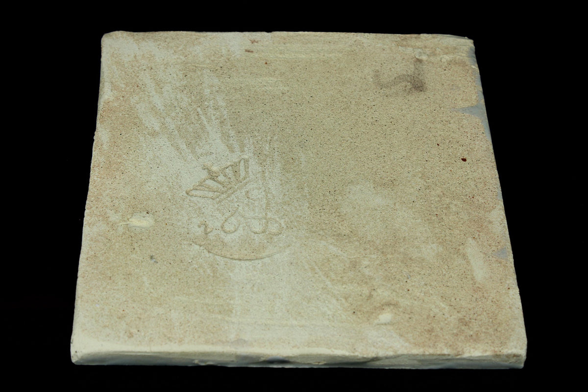Antike niederländische Wandfliese mit Hafenansicht ca. 18. Jahrhundert handbemalte Fayence 12,7 cm
