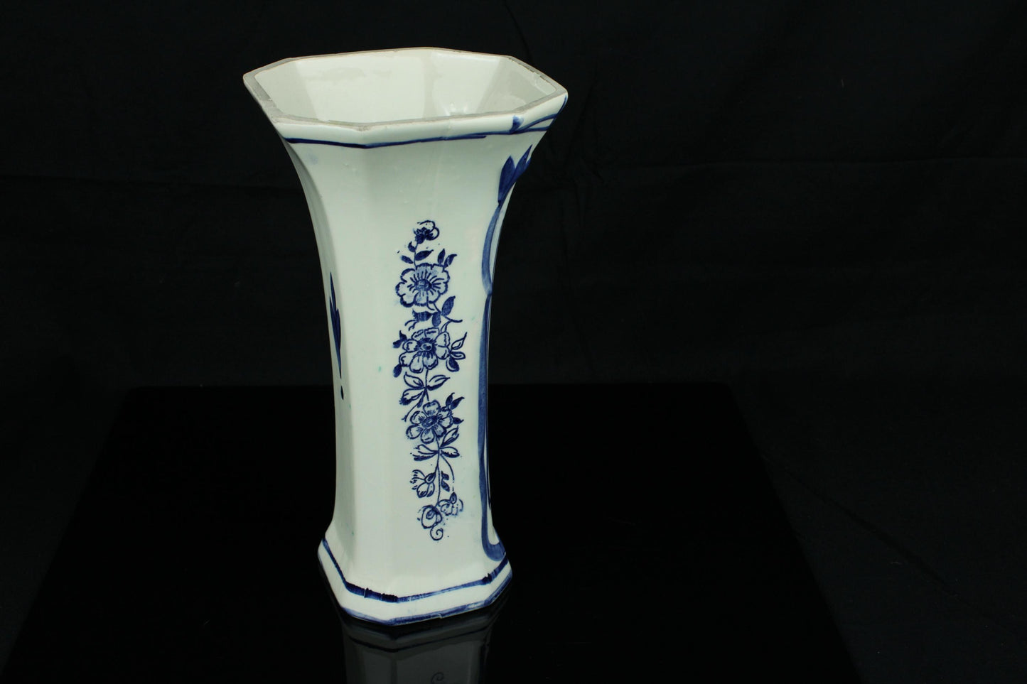 Vintage Holländische Delft-Blau-Vase - Handbemalt - Blau-Weiße Keramik 25 cm