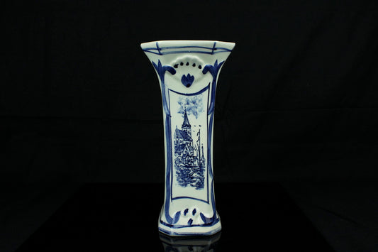 Vintage Hollands Delfts Blauw Vaas - Handgeschilderd - Blauw Wit Keramiek 25 cm