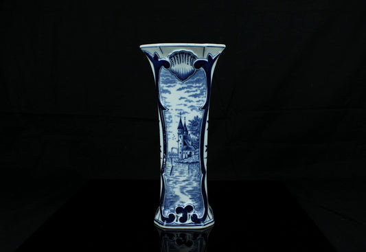 Delfts Blauw vaas handgeschilderd 25 cm - De Delft 1701
