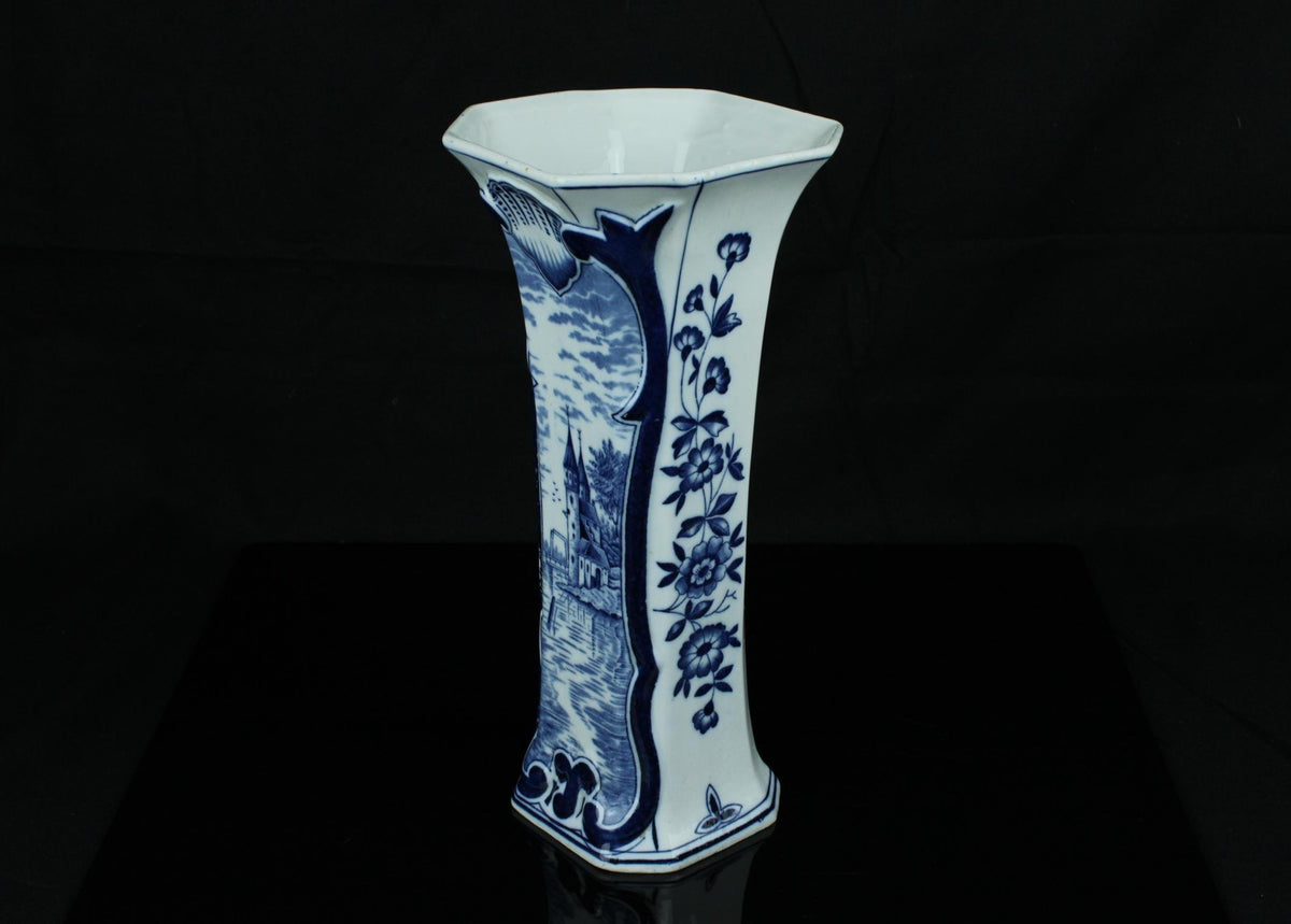 Delfts Blauw vaas handgeschilderd 25 cm - De Delft 1701