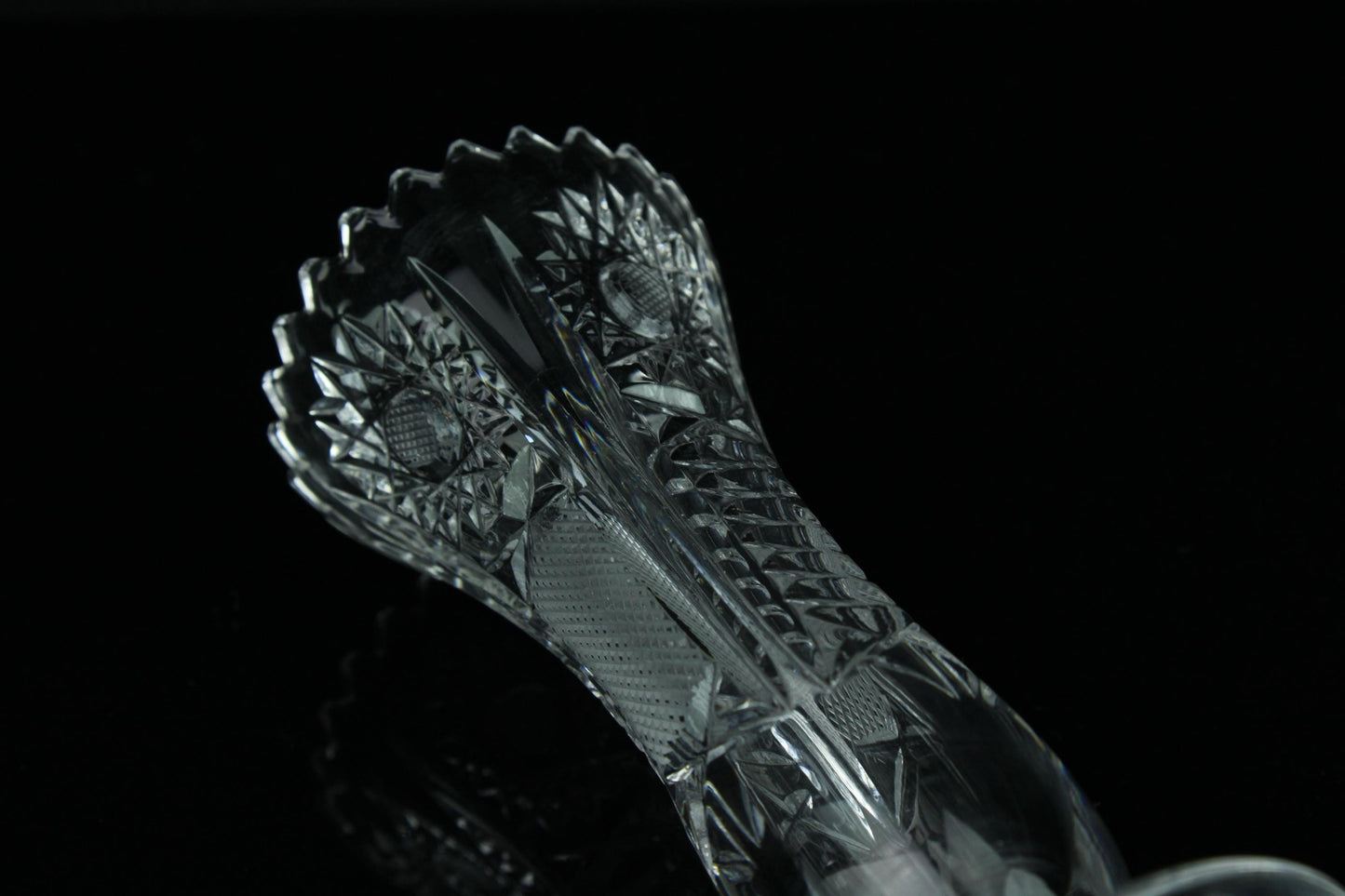 Vintage Duits bleikristal vaas 13 cm O.W. Fischbach handgeslepen kristallen vaas jaren 1960 - 1970