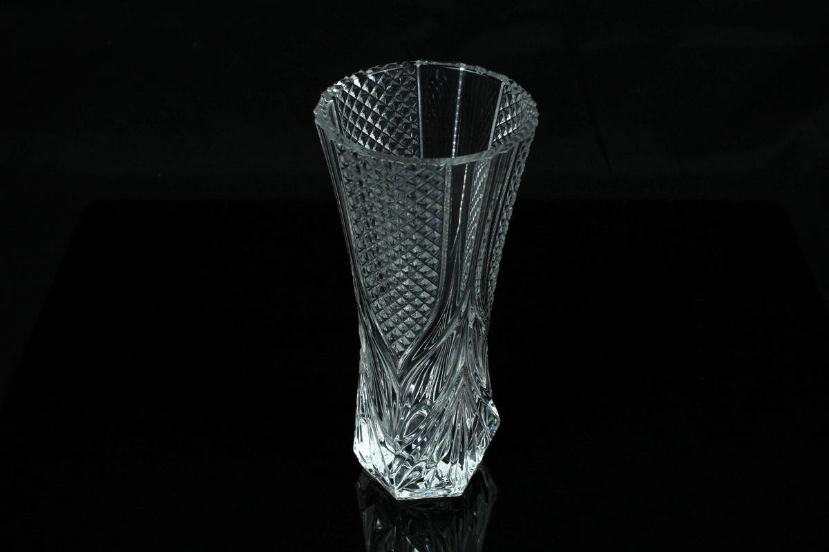 Vintage Boheems kristallen vaas | Handgeslepen Tsjechisch loodkristal | Mid century glazen vaas | ca. 1950 - 1970