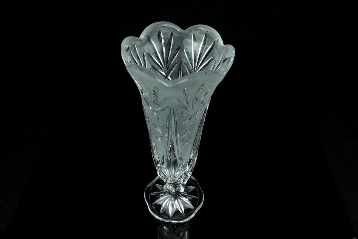 Vintage Bleikristallvase 20 cm klassisch böhmisch inspiriert Stern- und Fächerschliff