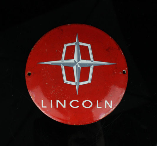 Vintage Lincoln Werbeschild Emaille amerikanisches Auto Memorabilia rotes Metallschild 11,5 cm