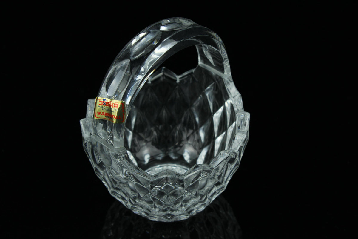 Vintage Bleikristall-Bonbonniere mit Henkel geschliffenes Bleikristall 10,5 cm