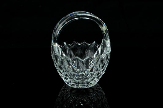 Vintage kristallen bonbonnière met hengsel Bleikristall geslepen loodkristal 10,5 cm