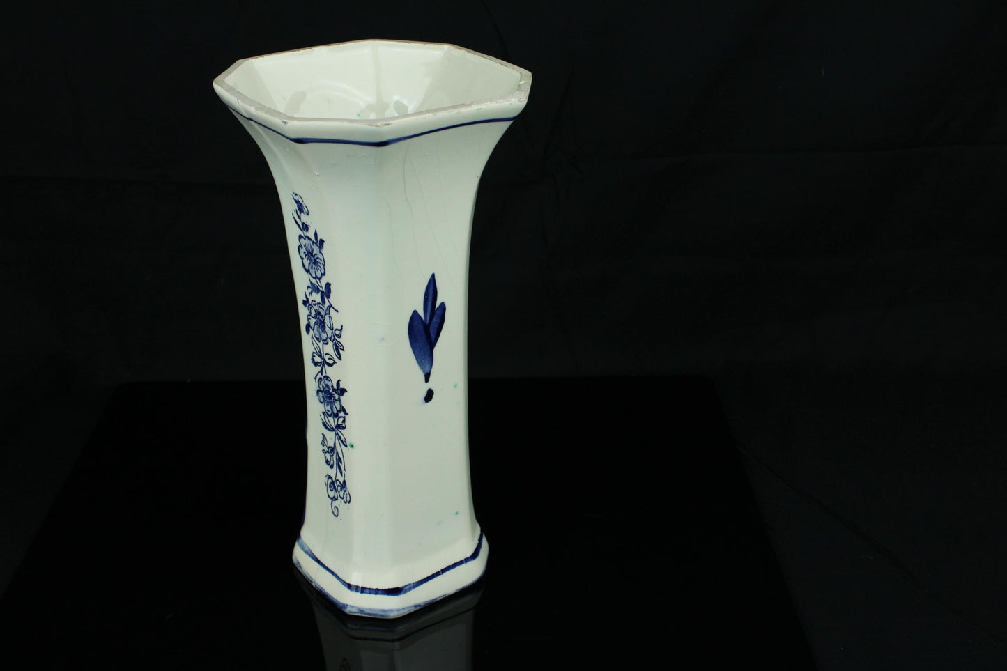 Vintage Holländische Delft-Blau-Vase - Handbemalt - Blau-Weiße Keramik 25 cm