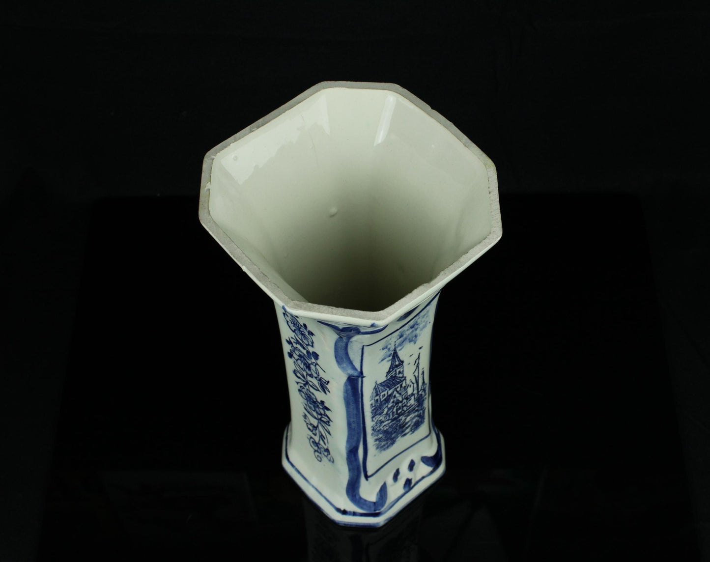 Vintage Holländische Delft-Blau-Vase - Handbemalt - Blau-Weiße Keramik 25 cm