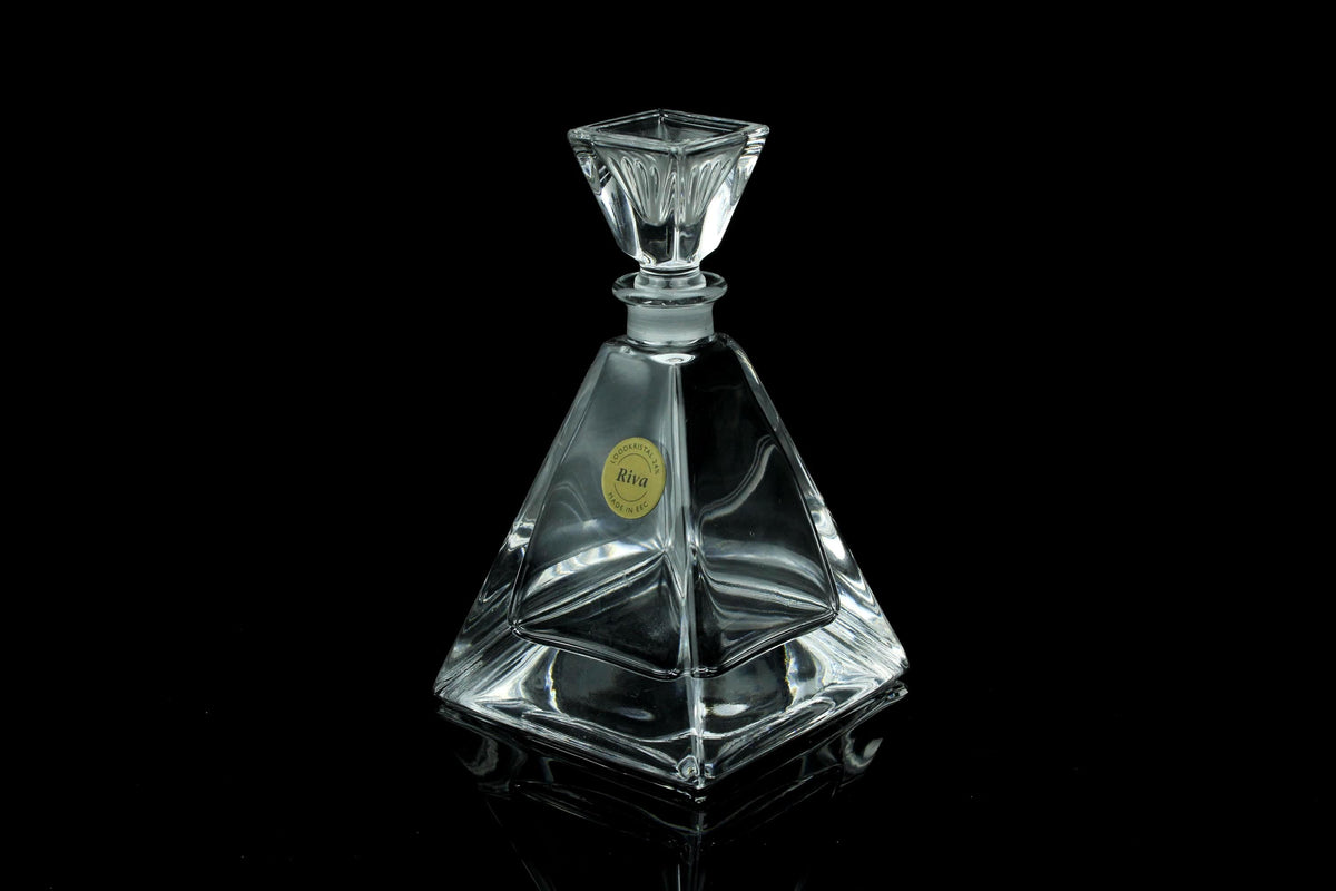 Vintage Riva Kristall-Parfümflasche 13 cm Made in EWG Pyramidenmodell